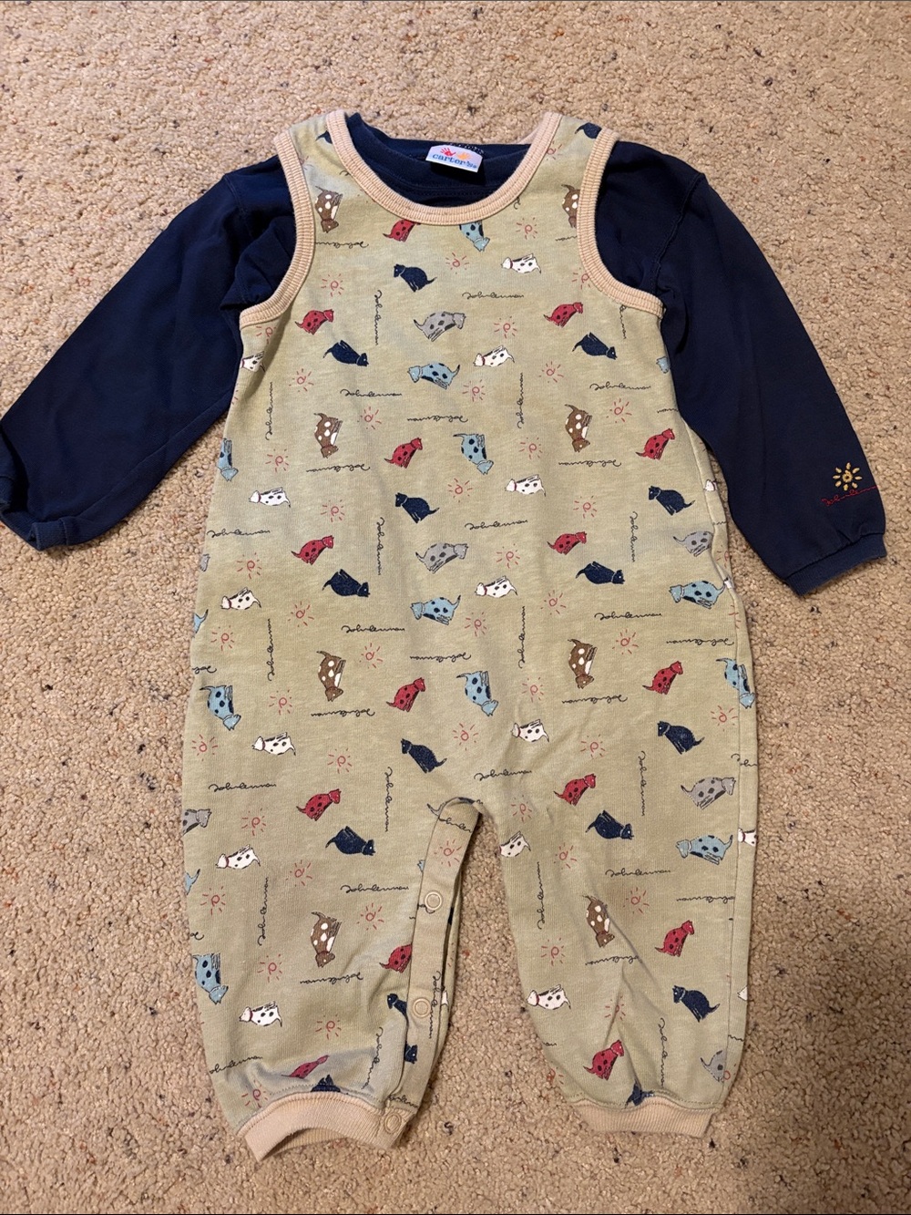 Carter's Tan and Navy Baby Soft Overalls